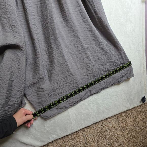 Cut Loose crosshatch L/XL Gray Super Wide Legs Relaxing Jumpsuit Seashell Button - Picture 8 of 16